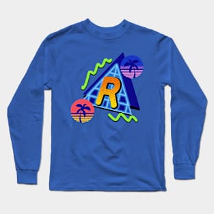 initial Letter R - 80s Synth Long Sleeve T-Shirt